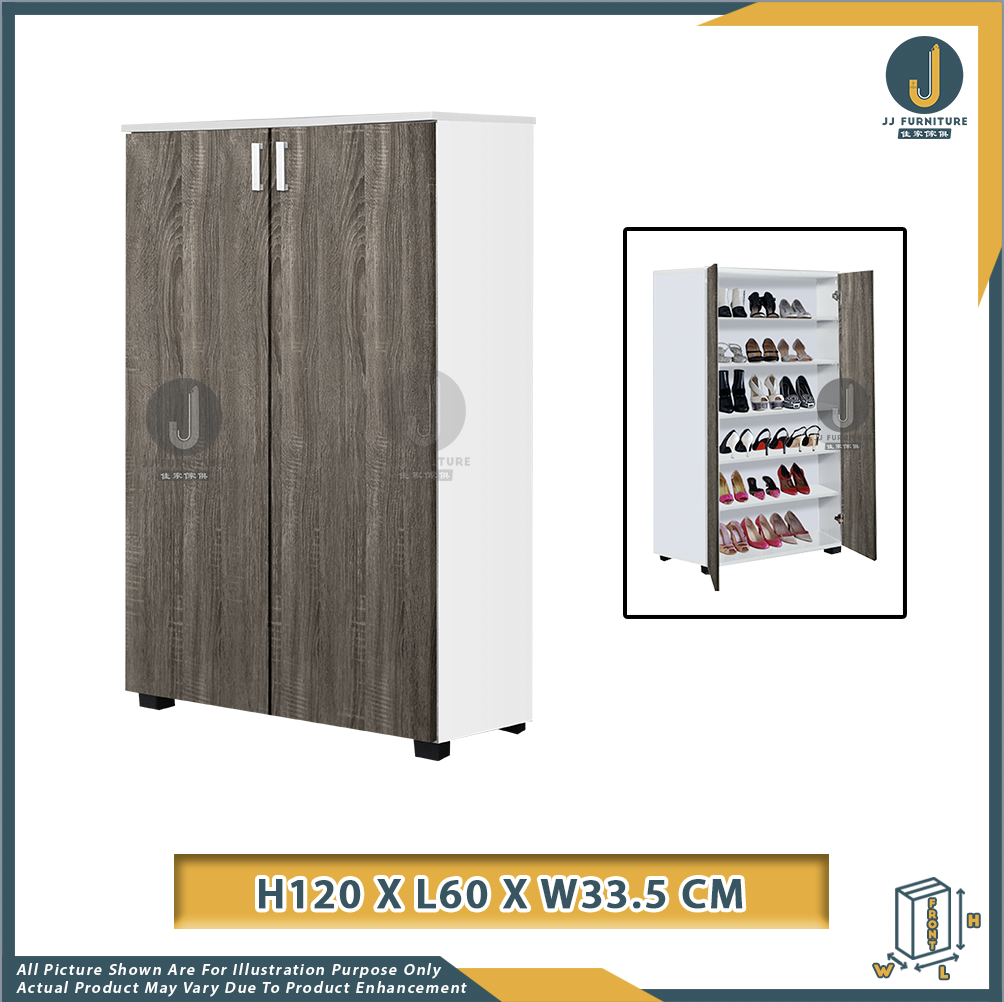 GREY 2 Doors Shoe with 6 Compartments JJ Furniture Online Store