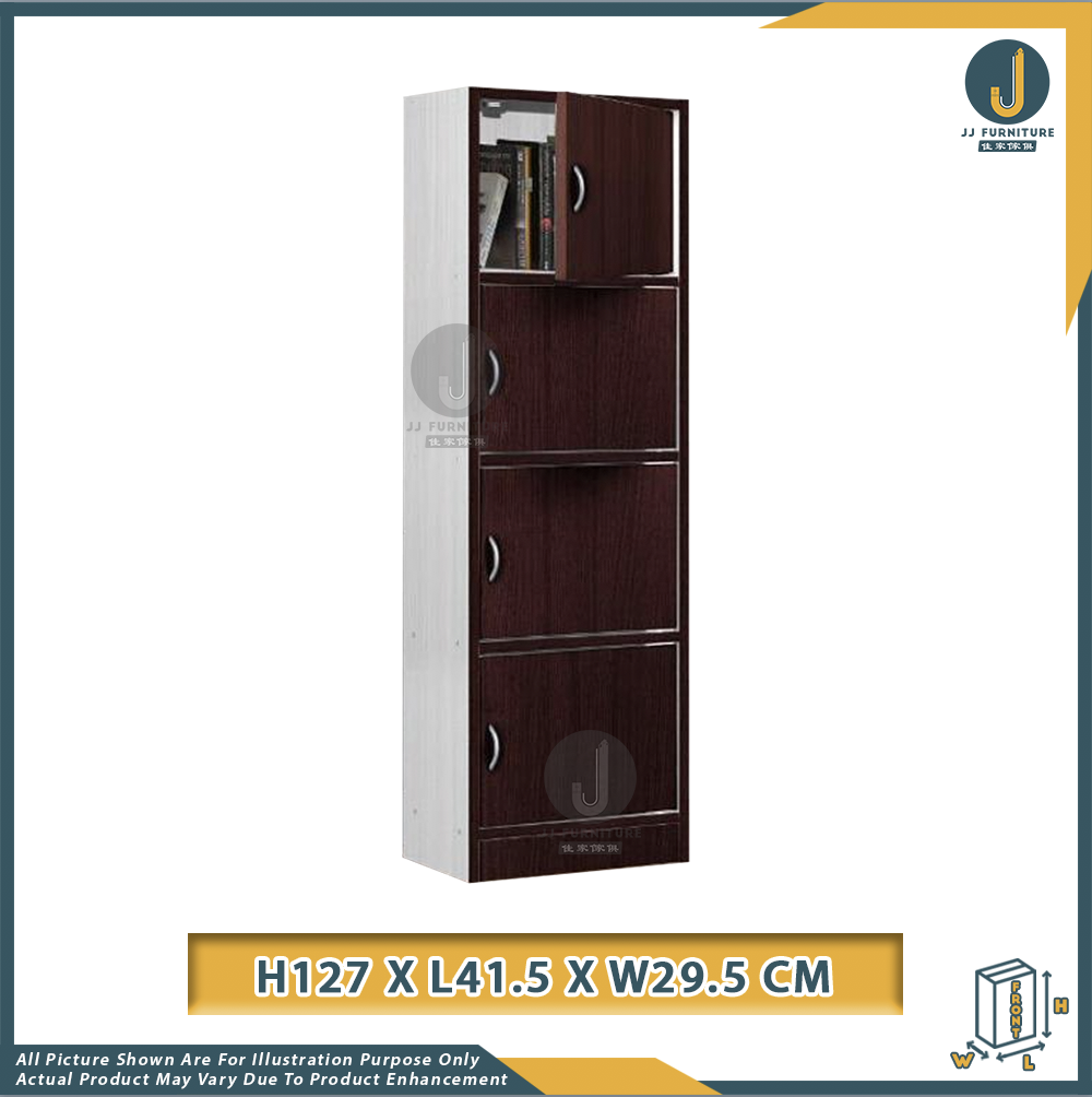 BASIC Multilevel Utility Storage Shelf & Bookshelf with Doors JJ